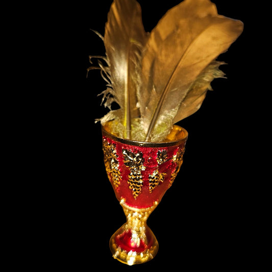 Alter Water Offering Chalice For The Deceased With Money Drawing Smudging Feathers!