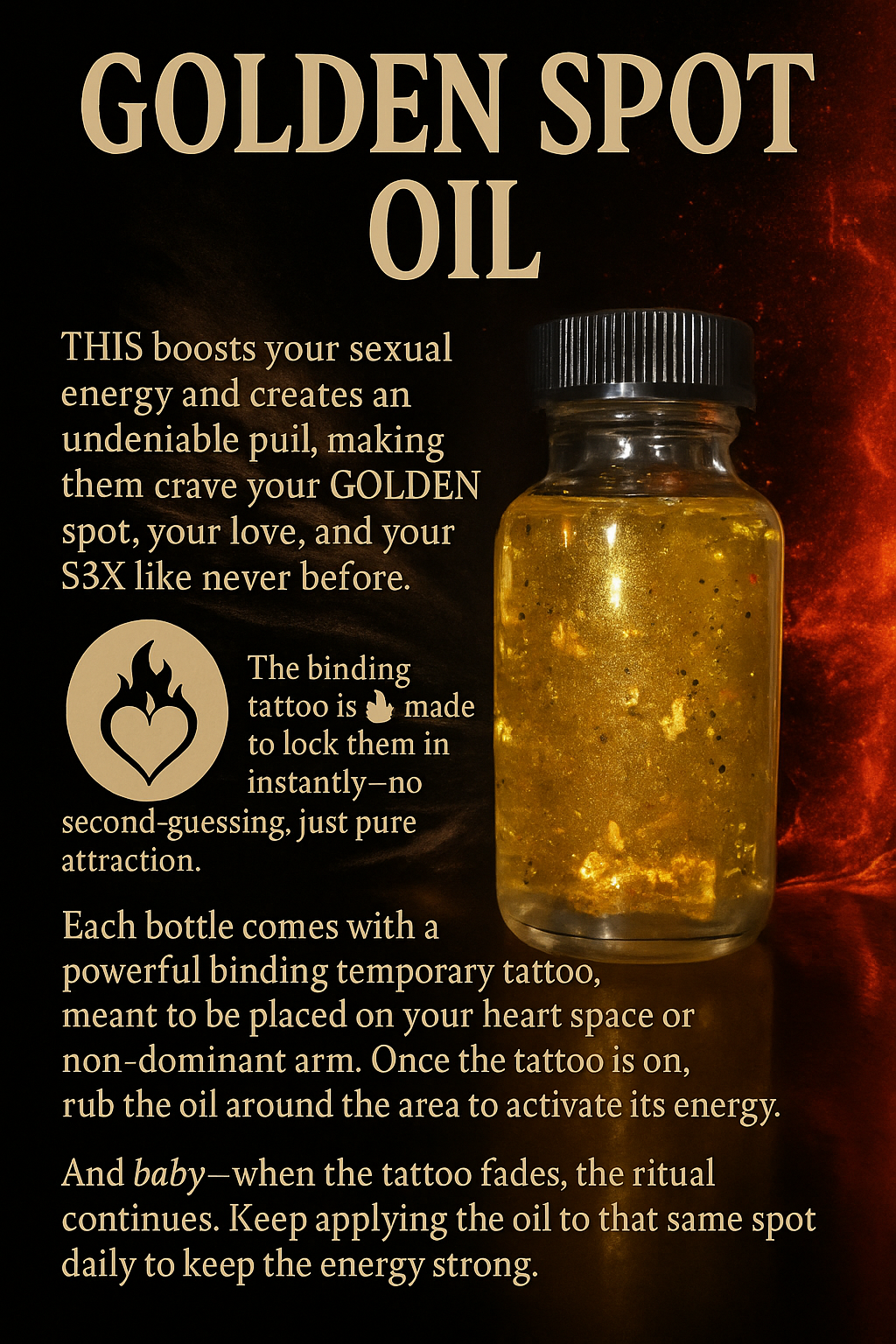 The Golden Spot Sex Desire Oil
(With Binding Tattoo)
