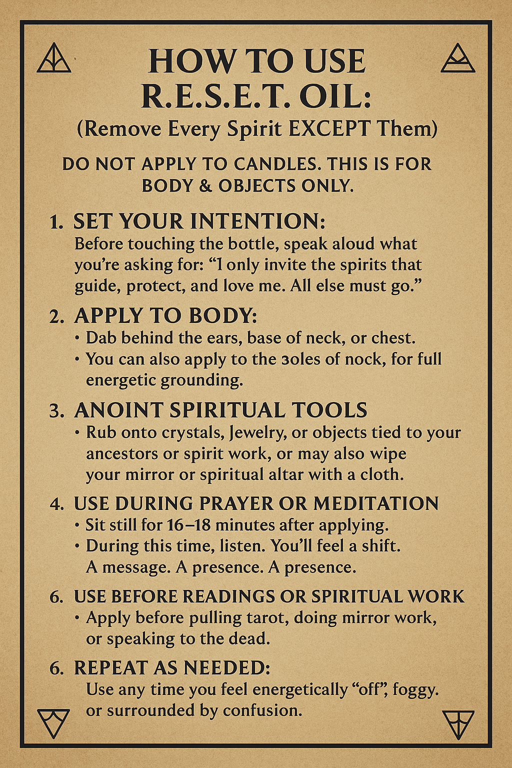R.E.S.E.T 🚨Oil 🩸Remove Every Spirit EXCEPT Them)☑️