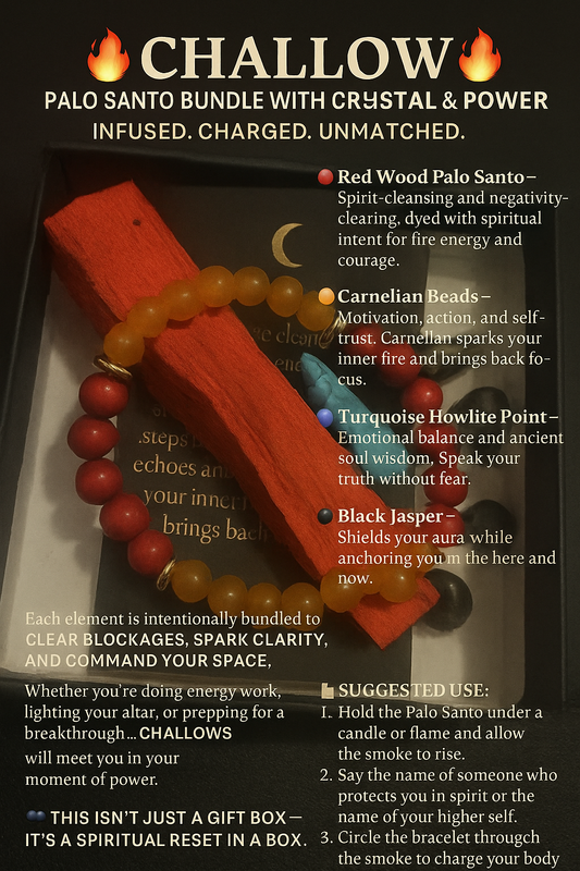 🔥 CHALLOWS 🔥

Palo Santo Bundle with Crystal & Power
Infused. Charged. Unmatched.